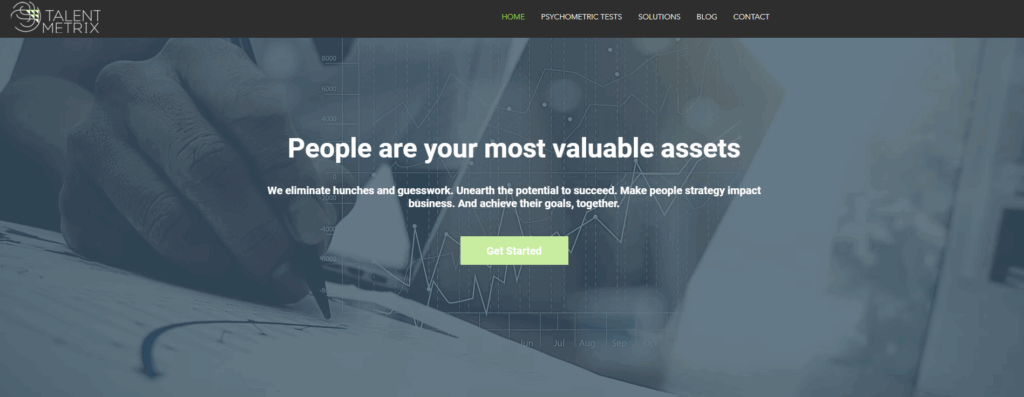 Image of the TalentMetrix homepage which is one the best psychometrics assessment platform in India and also one of the best Sova alternatives