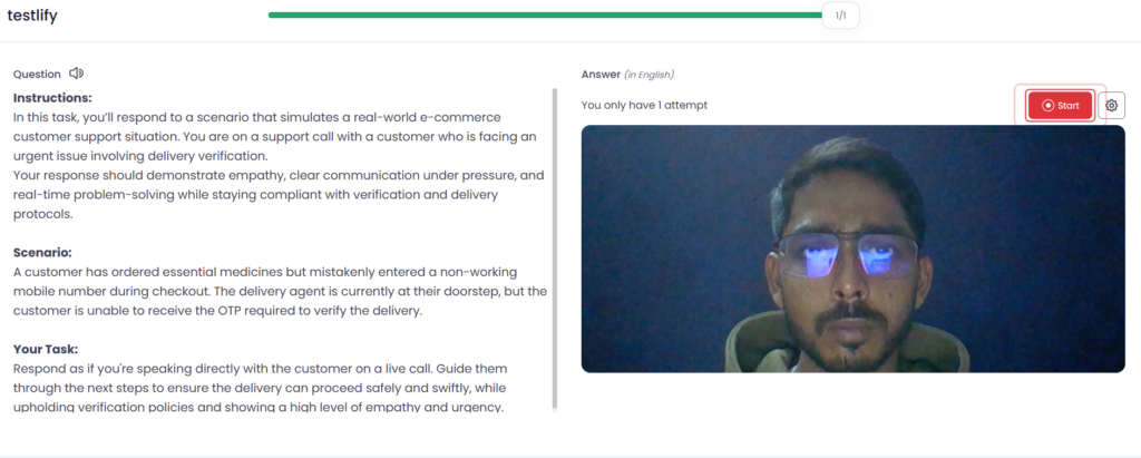 Video Interview Candidate Side Testlify