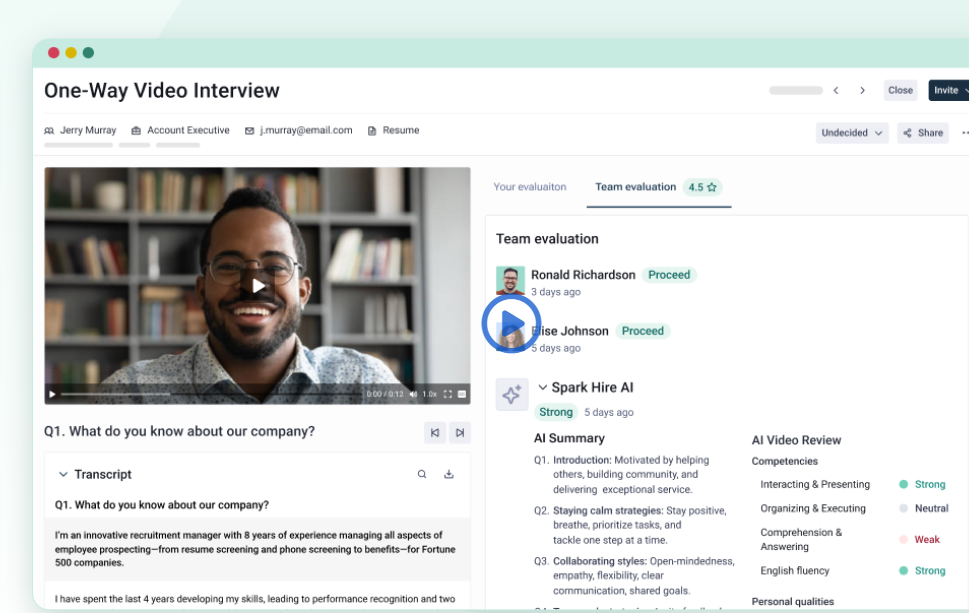 Spark Hire one way interviews
