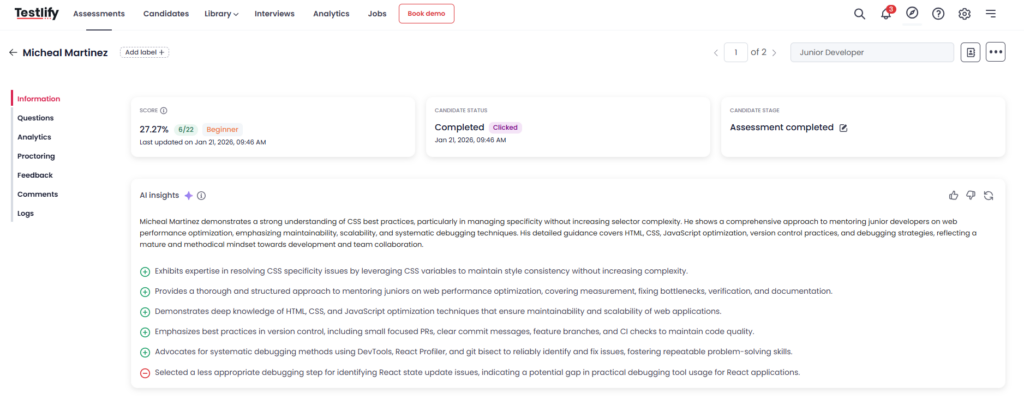 AI Insights Testlify