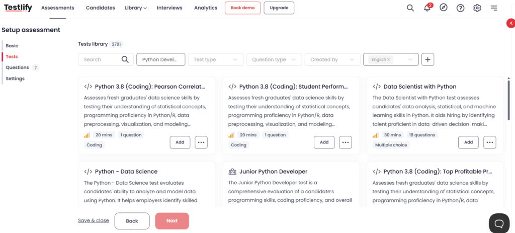 Test Library Testlify
